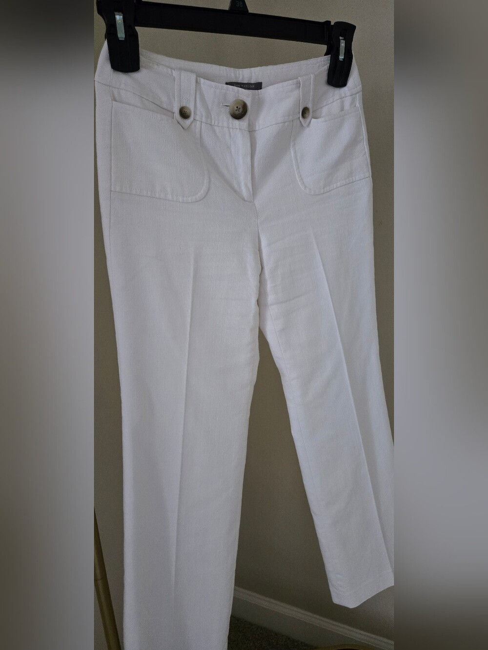 Ann Taylor White Straight-Leg Trousers